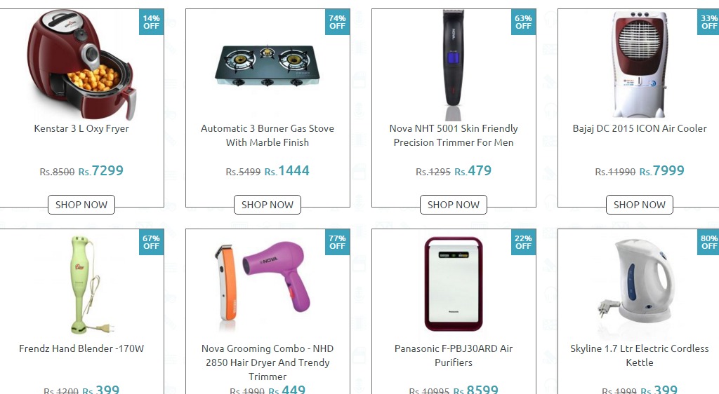 High Voltage Sale: Small Home Appliances upto 50% off from Shopclues