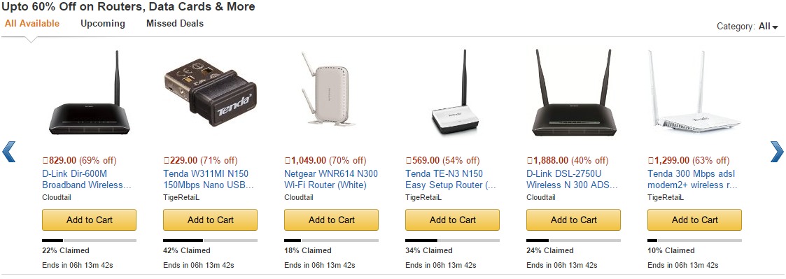Networking Devices upto 60% off from Amazon India