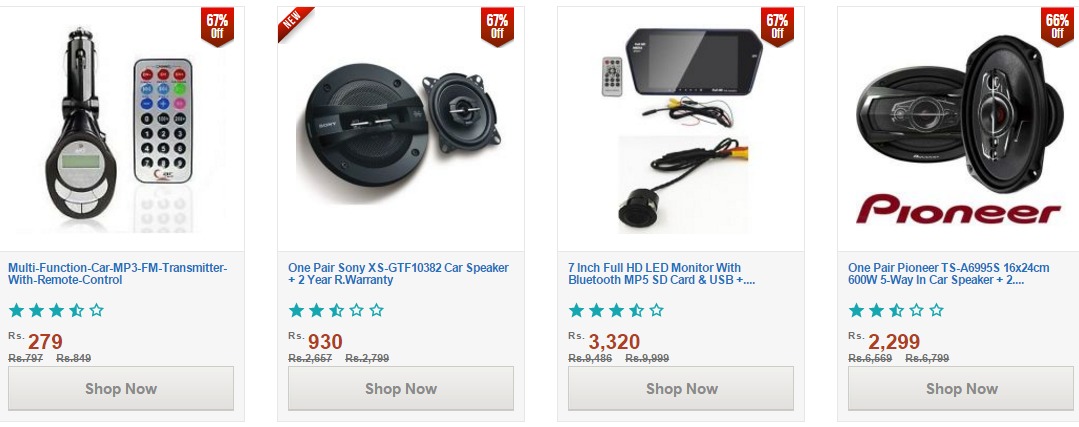 Buy Car Electronics upto 73% off from Shopclues
